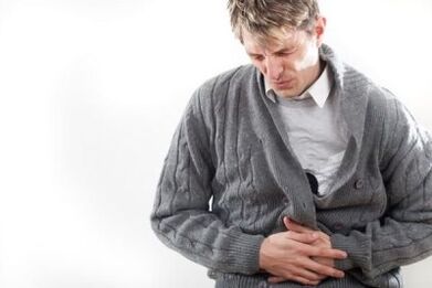 Pain in the lower abdomen in a man with prostatitis